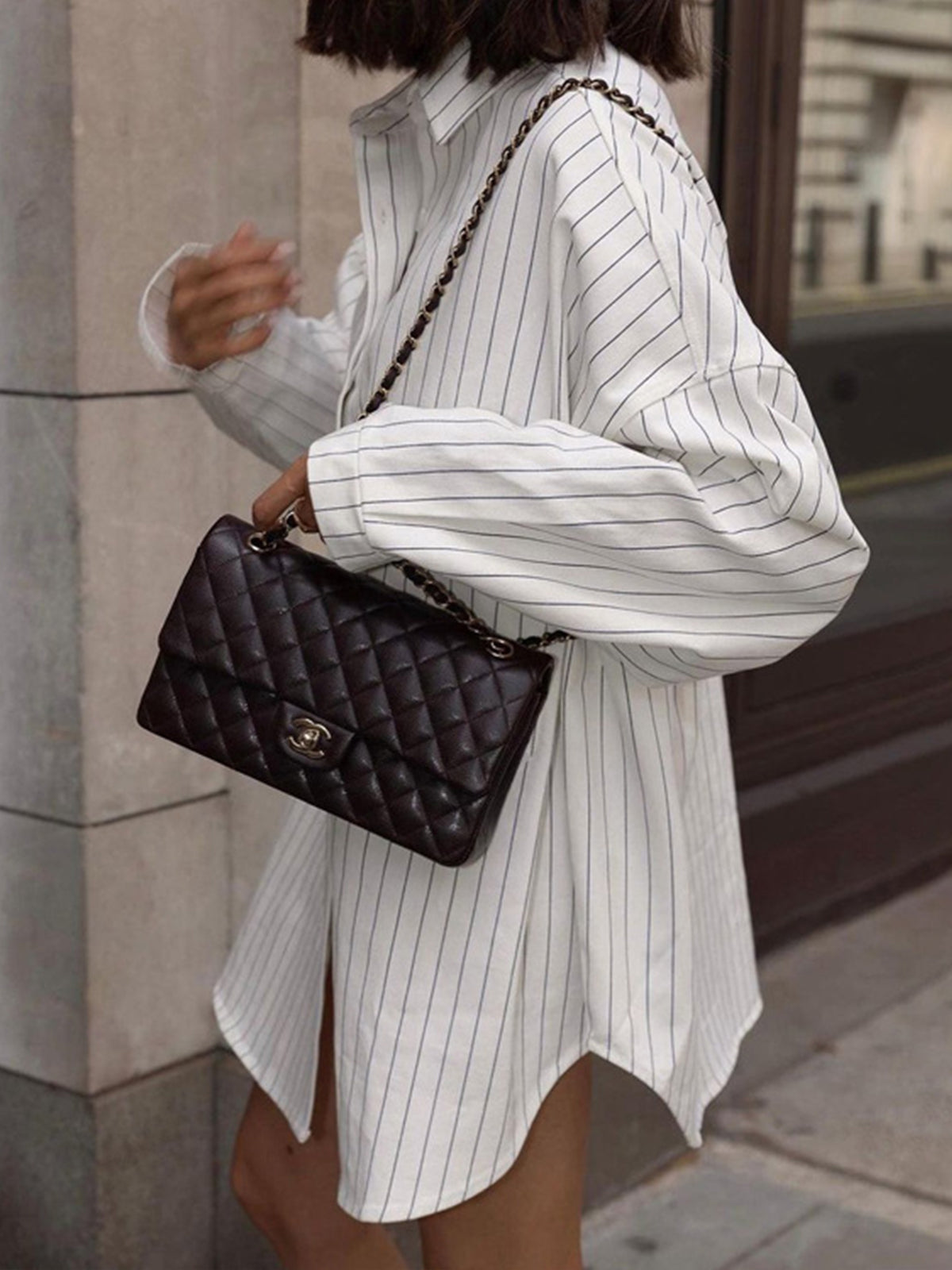 Weites Streifenkleid Oversized Hemd Style