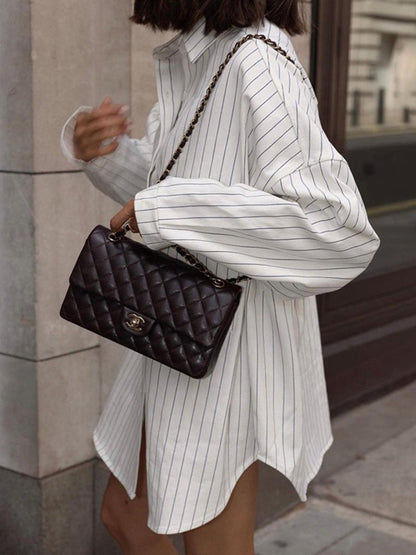 Weites Streifenkleid Oversized Hemd Style