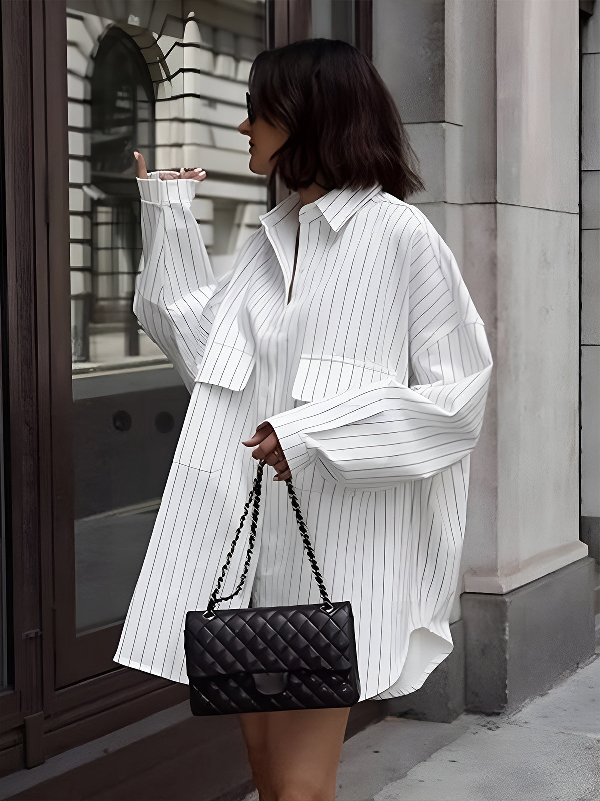 Weites Streifenkleid Oversized Hemd Style