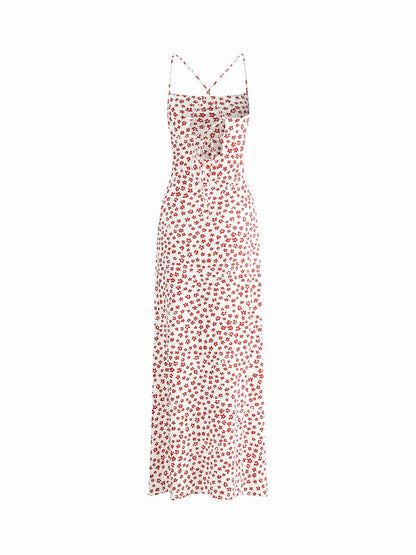 Romantisches Blumenkleid mit Spaghettiträgern Frauenkleid Elegant