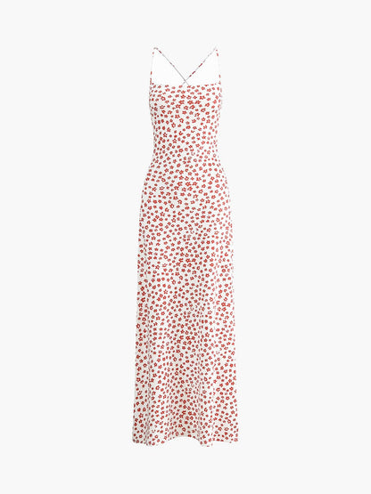 Romantisches Blumenkleid mit Spaghettiträgern Frauenkleid Elegant