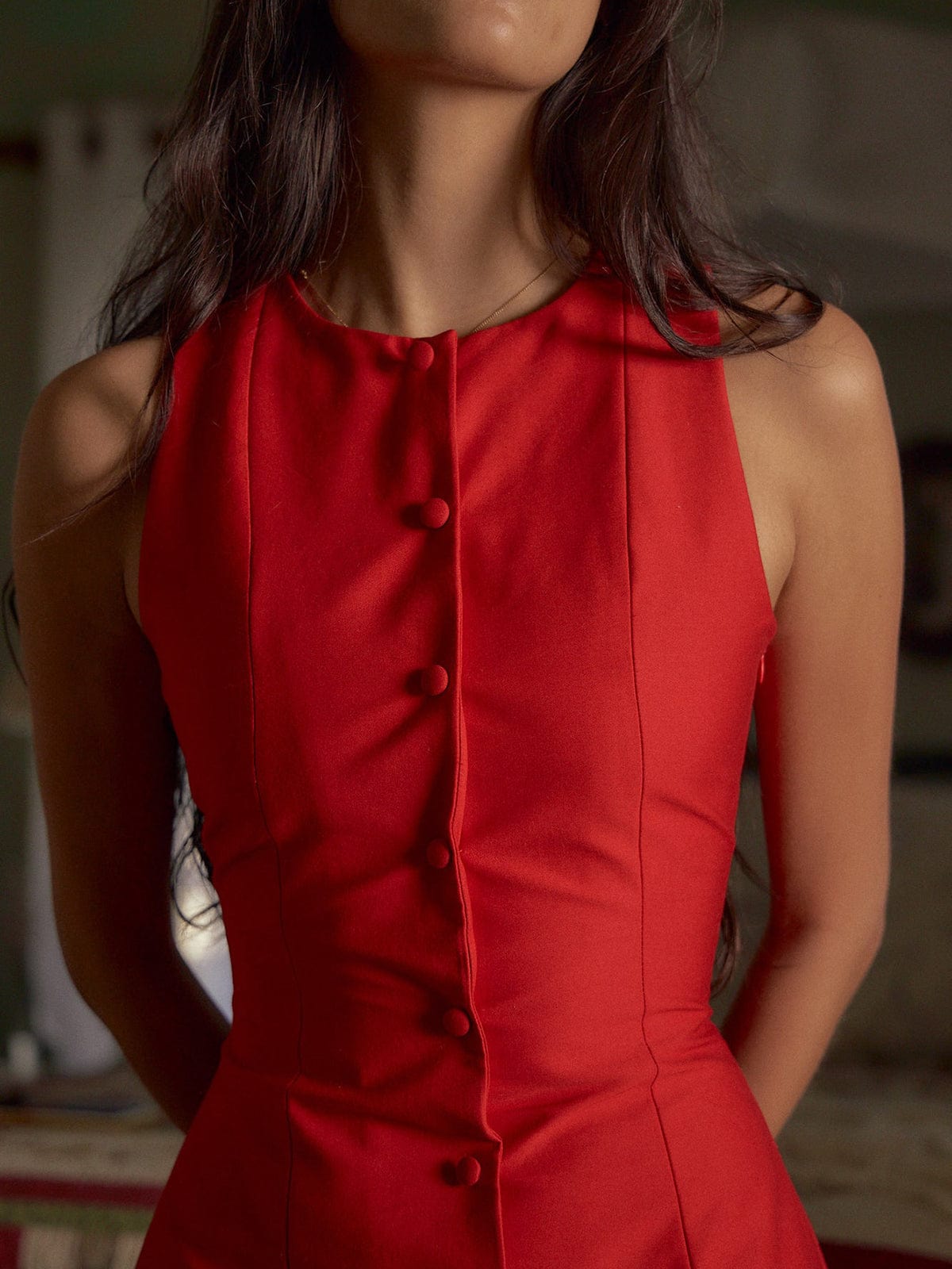 Elegantes Sommerkleid Ärmellos Baumwoll Kleid Damen