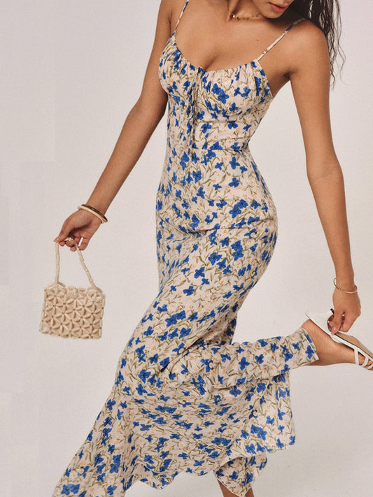 Blumenmuster-Maxikleid für Damen