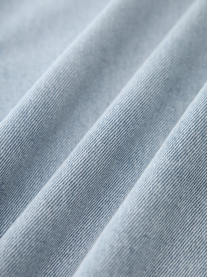 Damen Midirock Denim Blau Mit Frontschlitz