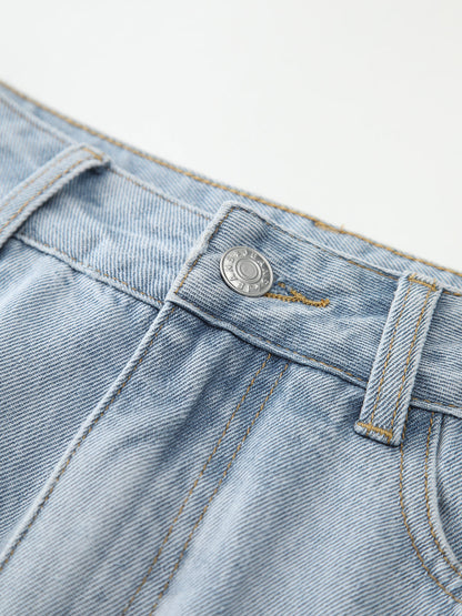 Damen Midirock Denim Blau Mit Frontschlitz