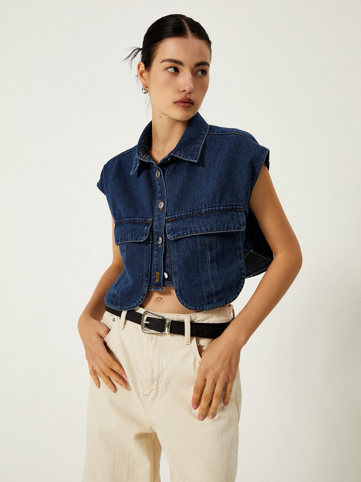 Lässiges Jeans-Top Damen Elegant Kurz - BerlinGlamour