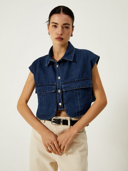Lässiges Jeans-Top Damen Elegant Kurz