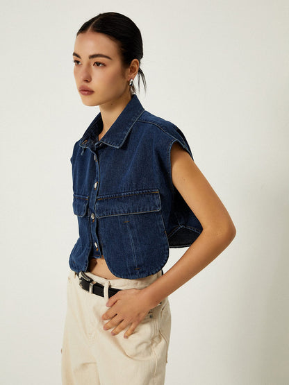 Lässiges Jeans-Top Damen Elegant Kurz