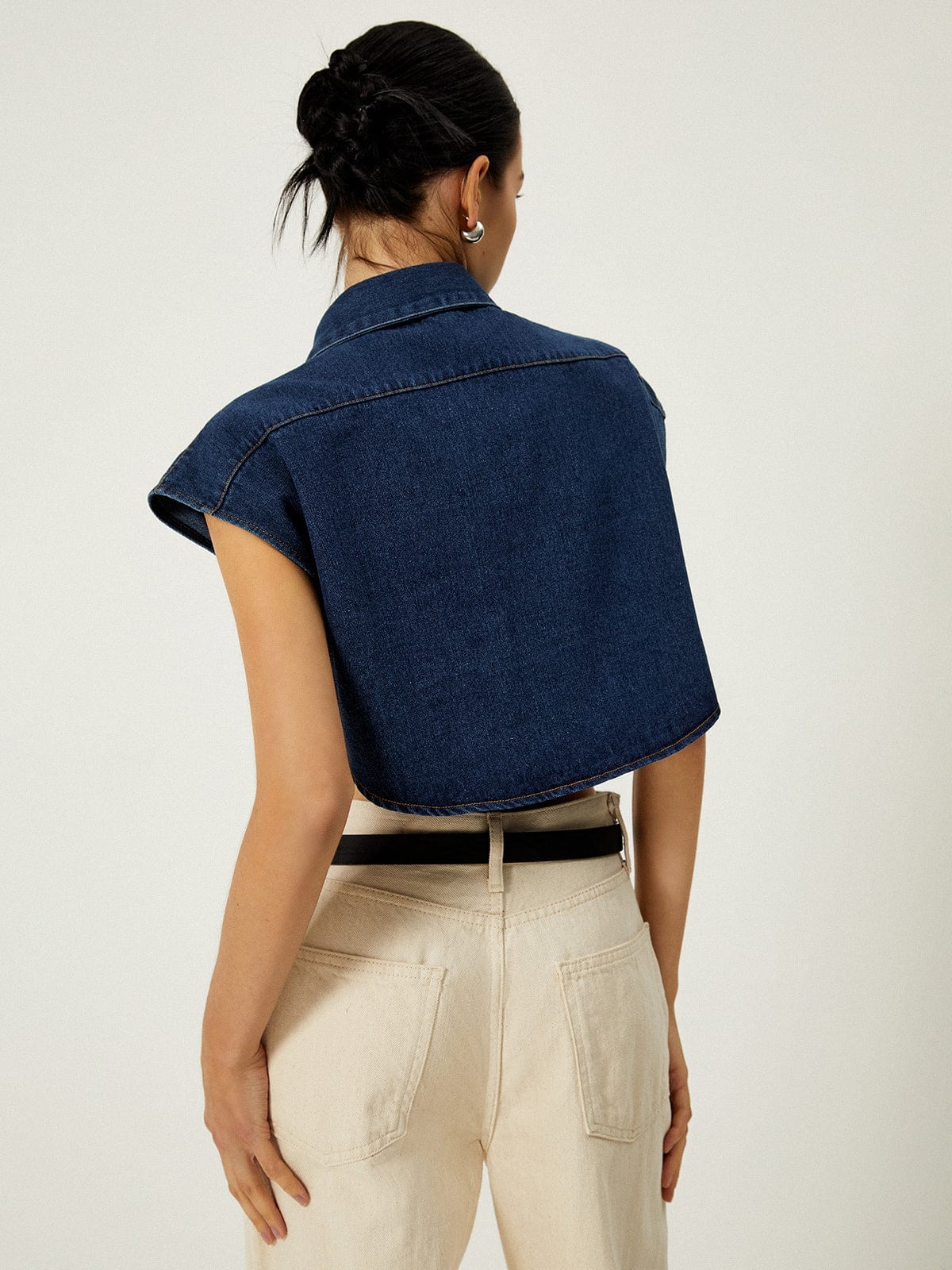 Lässiges Jeans-Top Damen Elegant Kurz
