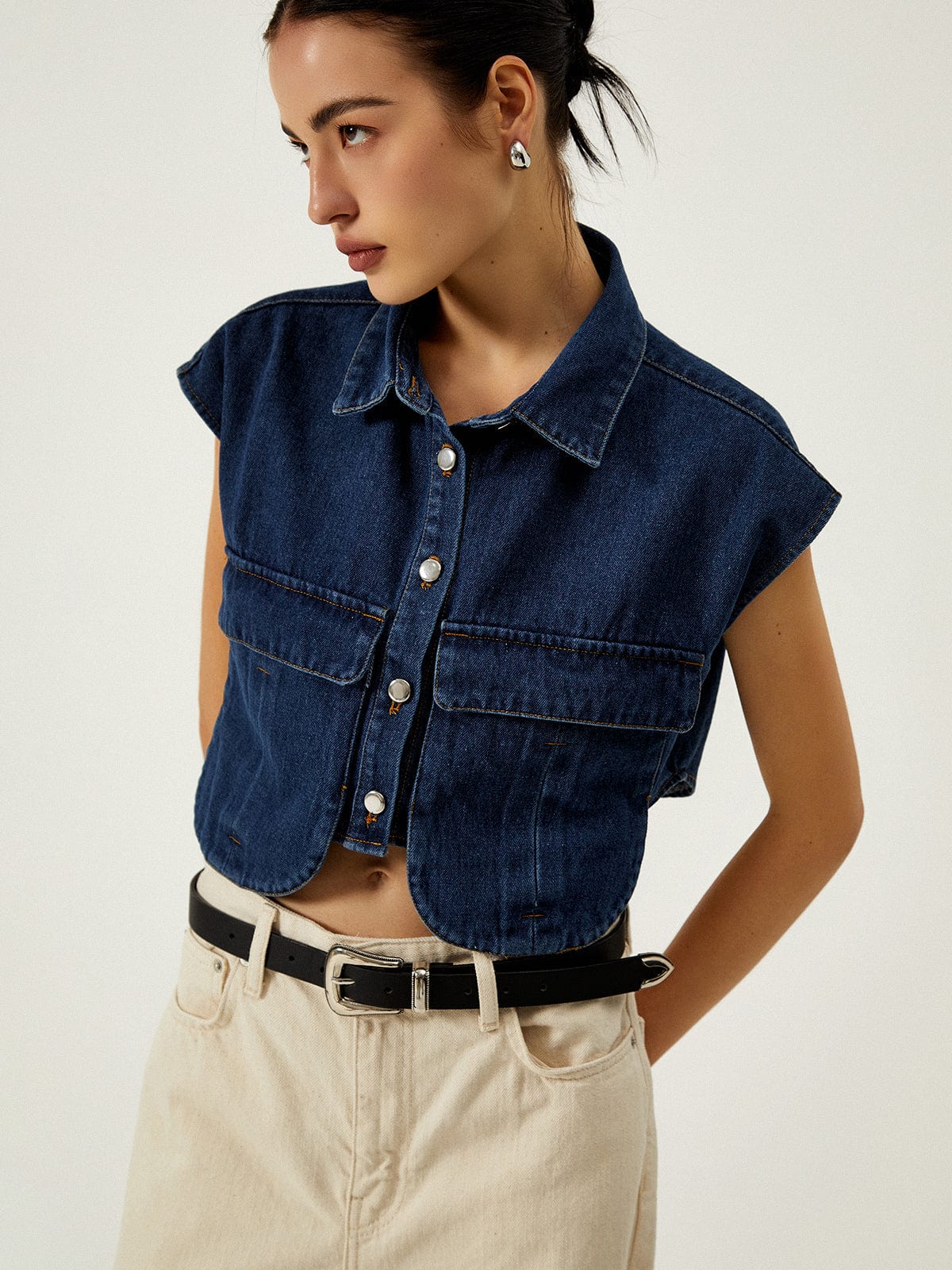 Lässiges Jeans-Top Damen Elegant Kurz