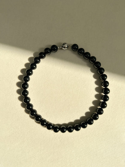 Schwarze Perlenkette Elegante Damen Schmuck