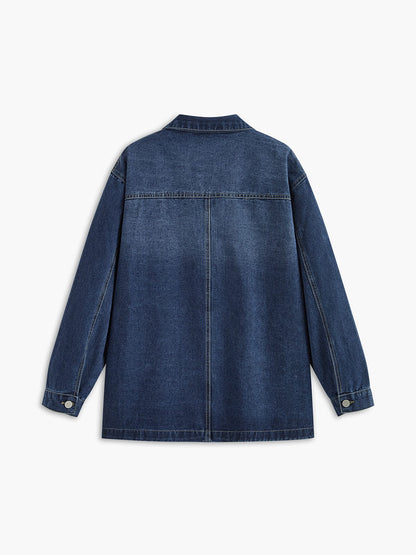 Große Denimjacke Oversized Lässig Damen