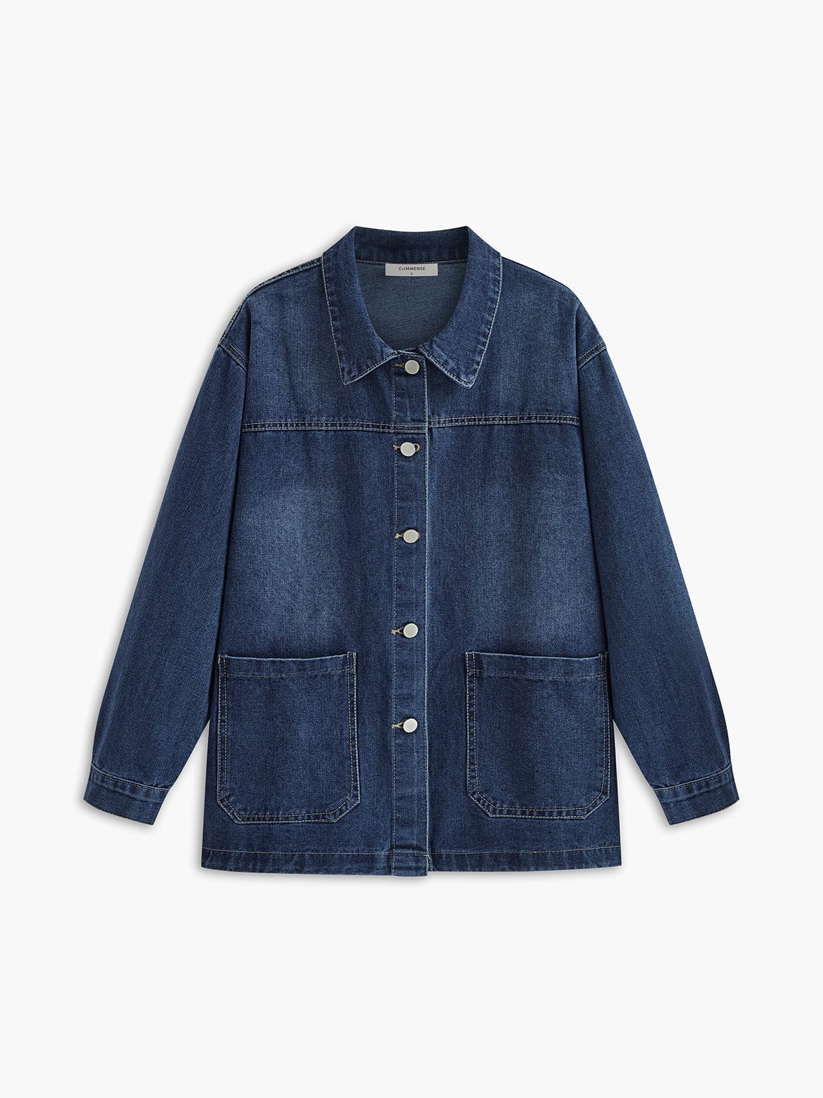 Große Denimjacke Oversized Lässig Damen