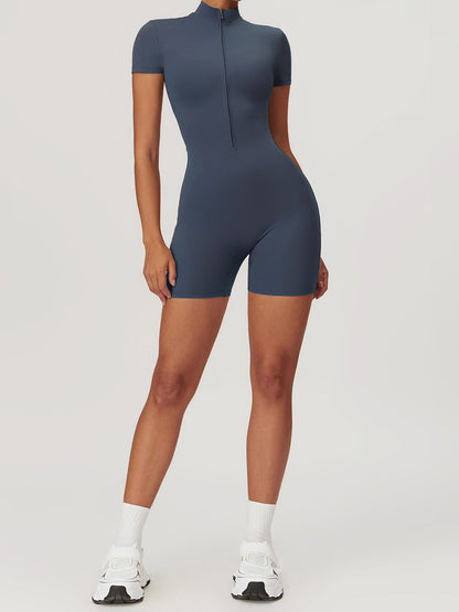 Sportlicher Body Kurzarm mit Reißverschluss Damen