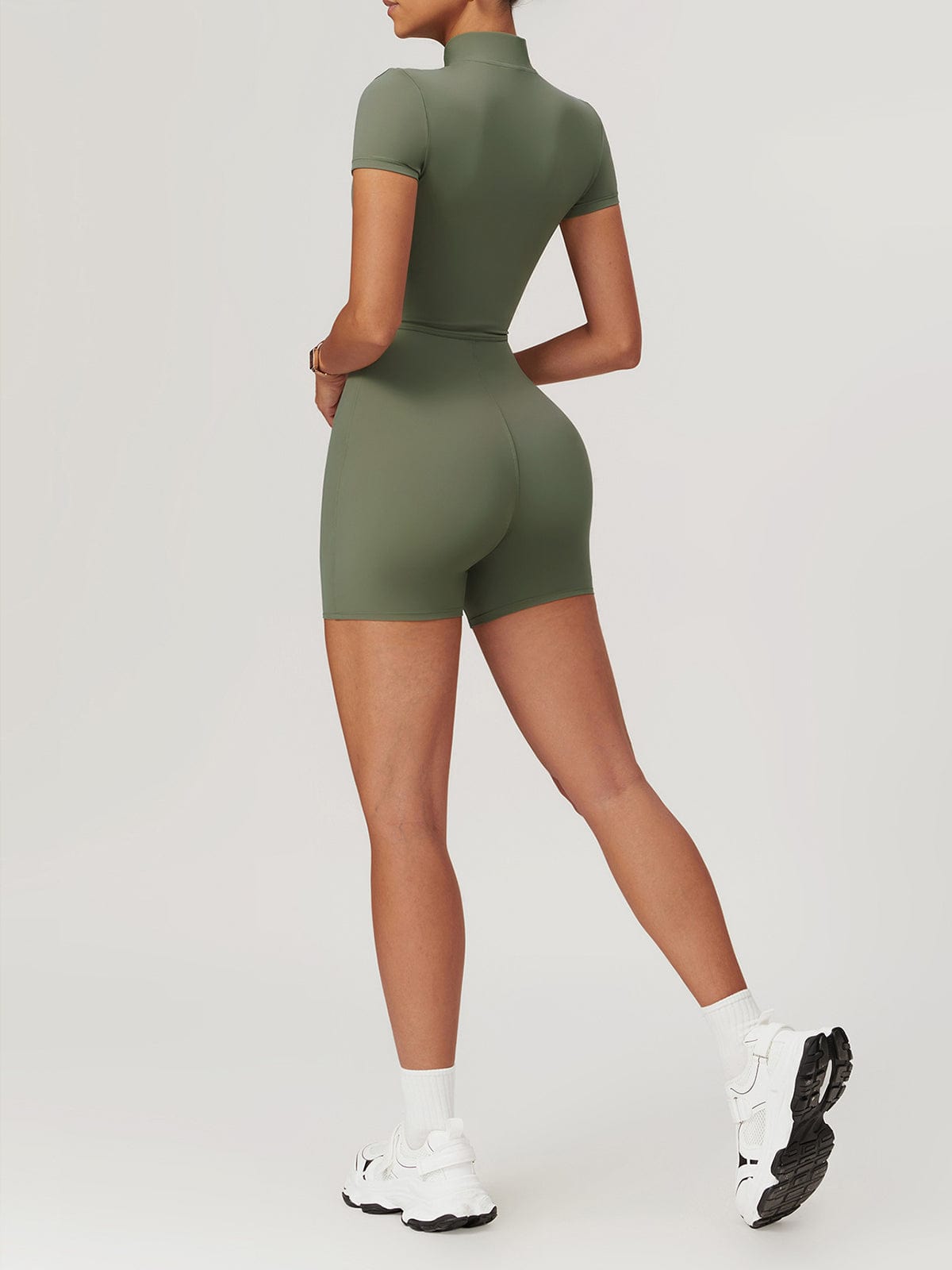 Sportlicher Body Kurzarm mit Reißverschluss Damen