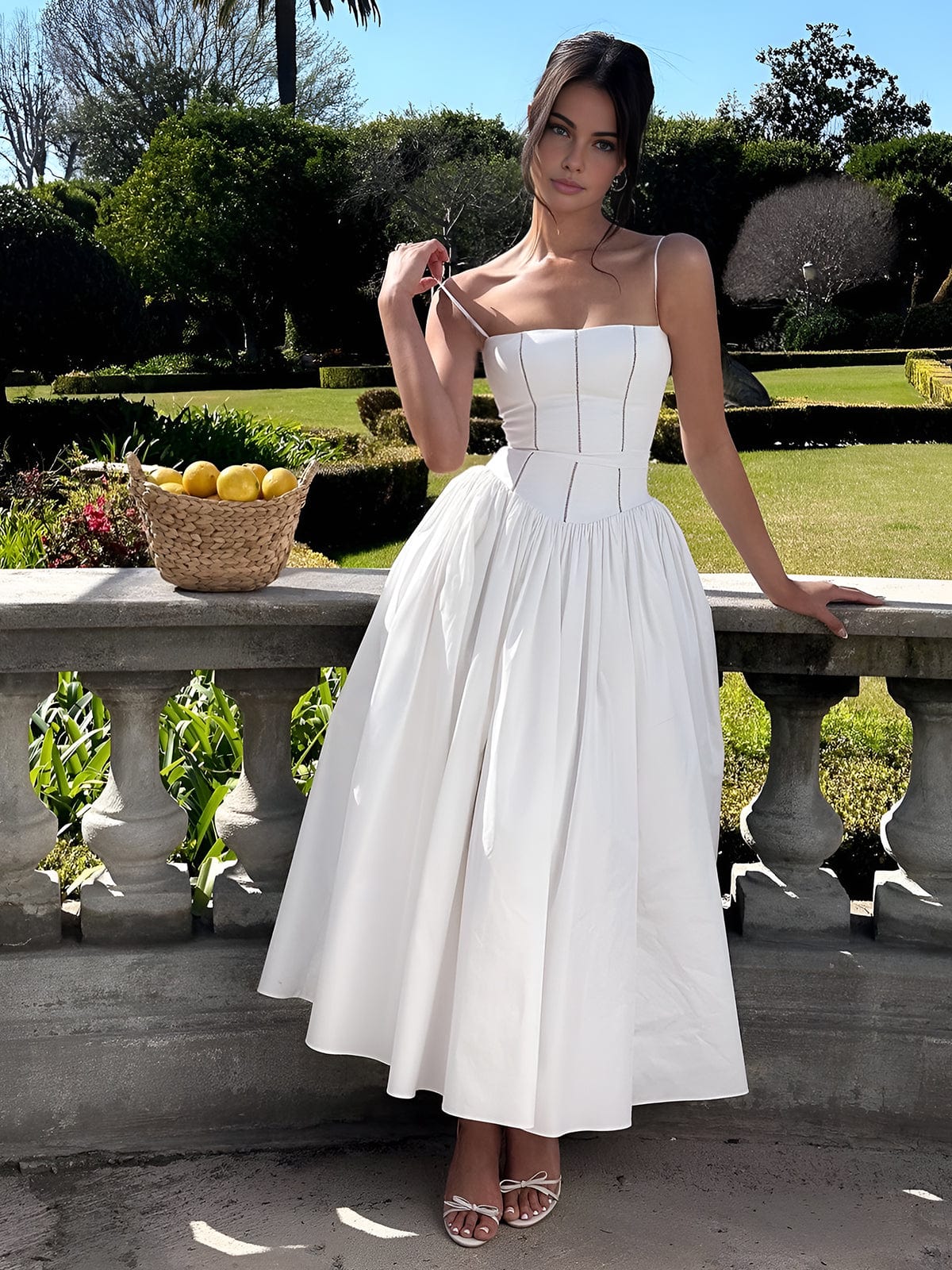 Elegantes Sommerkleid Midi Länge Damen Partykleid
