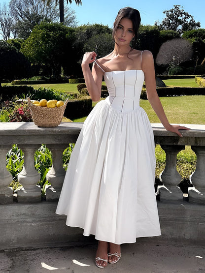 Elegantes Sommerkleid Midi Länge Damen Partykleid