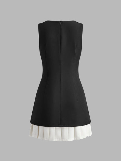 Kleid Damen Elegantes Ärmelloses Midikleid Plissee