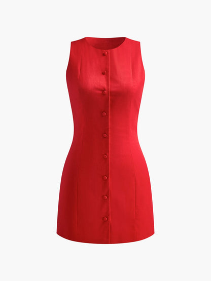 Elegantes Sommerkleid Ärmellos Baumwoll Kleid Damen