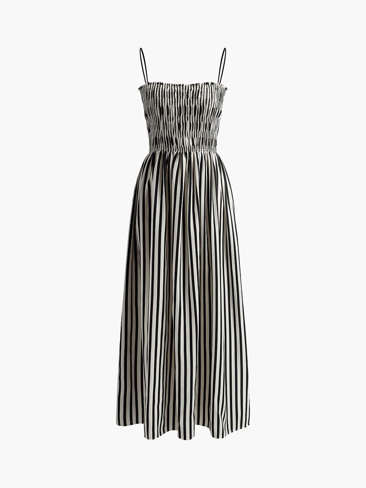 Sommerkleid Streifenmuster Smock-Top Elegant Damenkleid