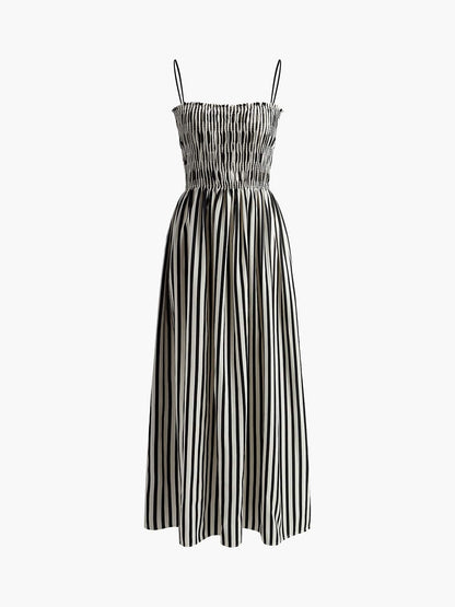 Sommerkleid Streifenmuster Smock-Top Elegant Damenkleid