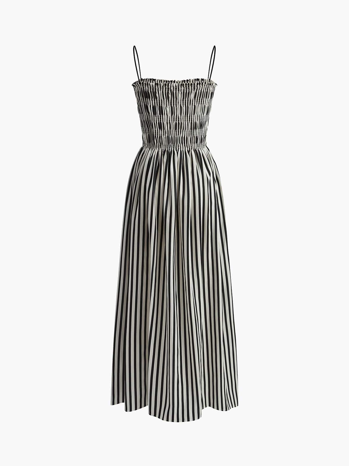 Sommerkleid Streifenmuster Smock-Top Elegant Damenkleid