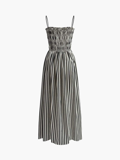 Sommerkleid Streifenmuster Smock-Top Elegant Damenkleid