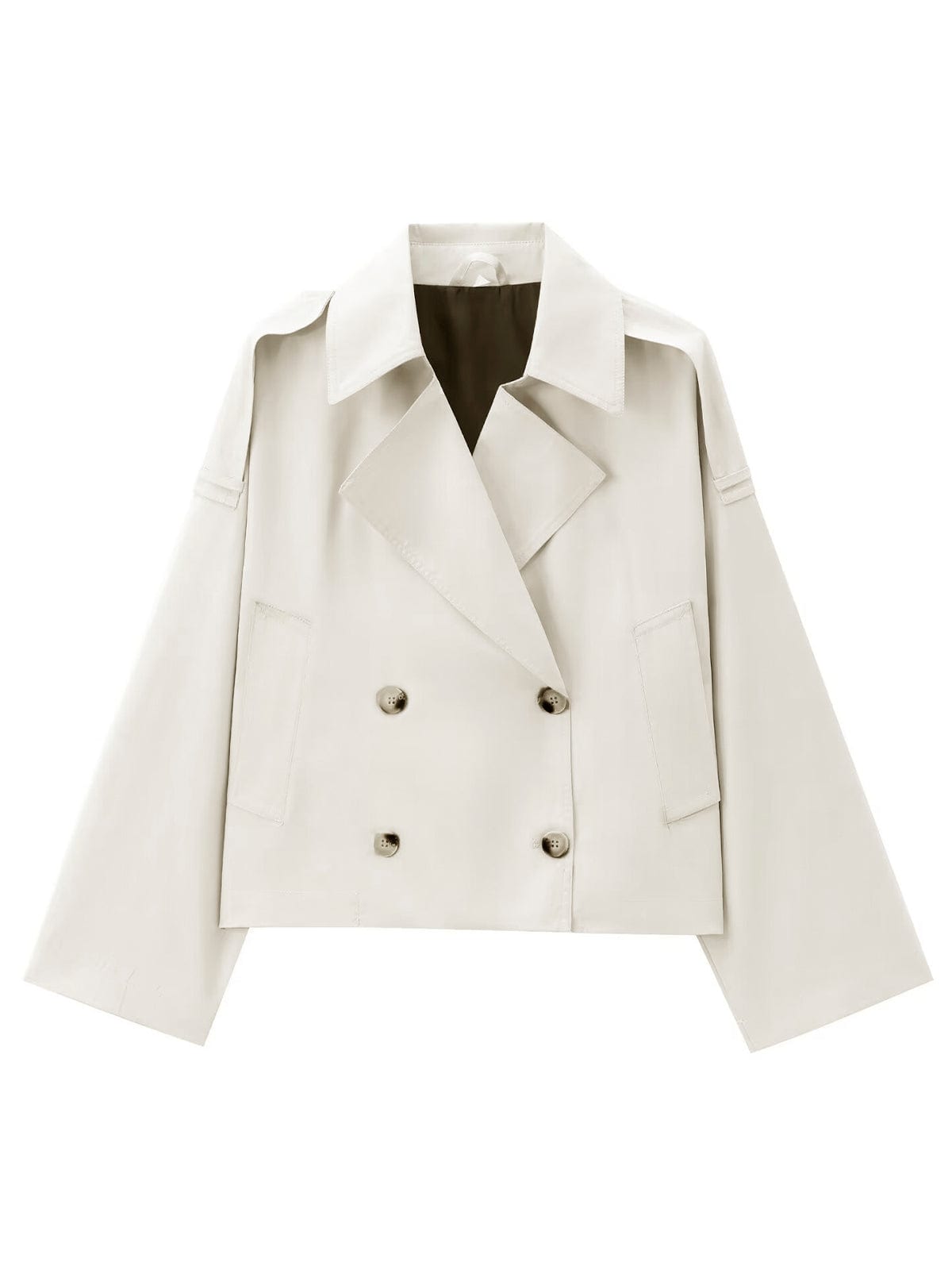Kurzer Trenchcoat Damen Elegant Zeitlos Schwarz