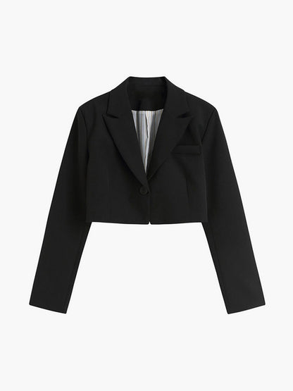 Schwarzer Damen Blazer Cropped Büroanzug Modern