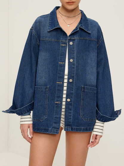 Große Denimjacke Oversized Lässig Damen - BerlinGlamour