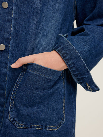 Große Denimjacke Oversized Lässig Damen