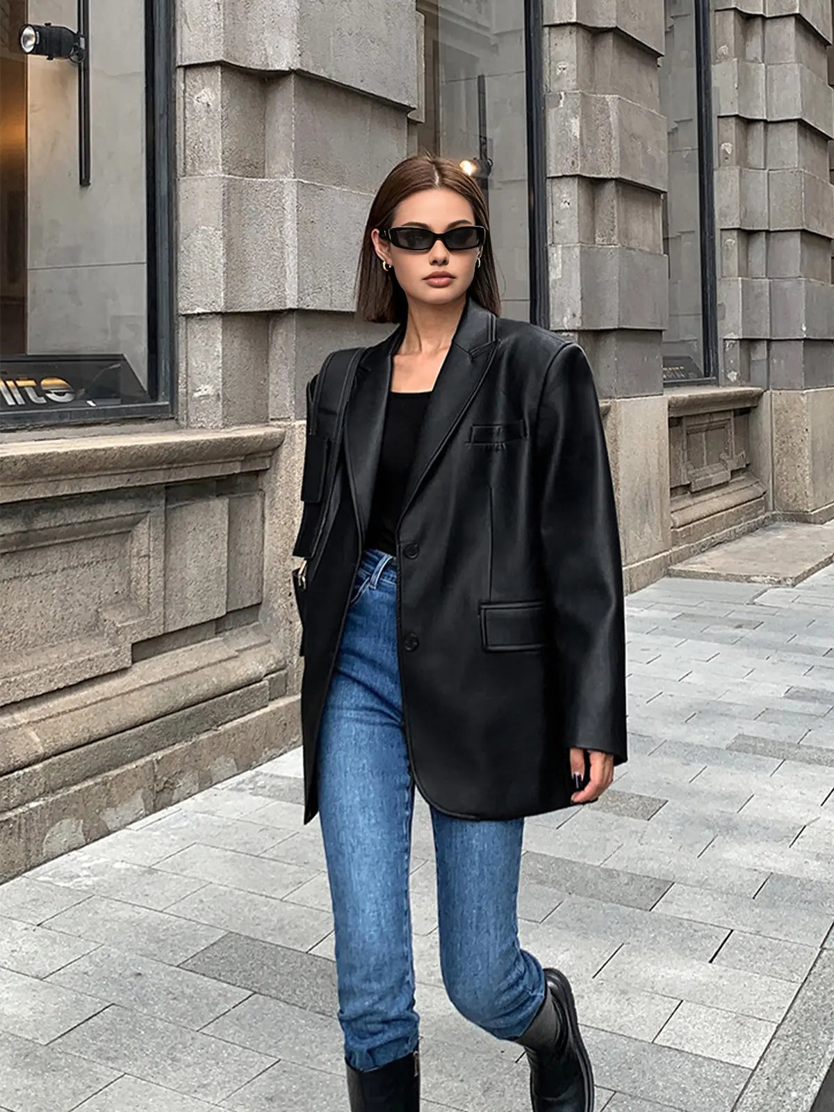 Sarah | Lederblazer mit Taschen und Detail Zendoo.de