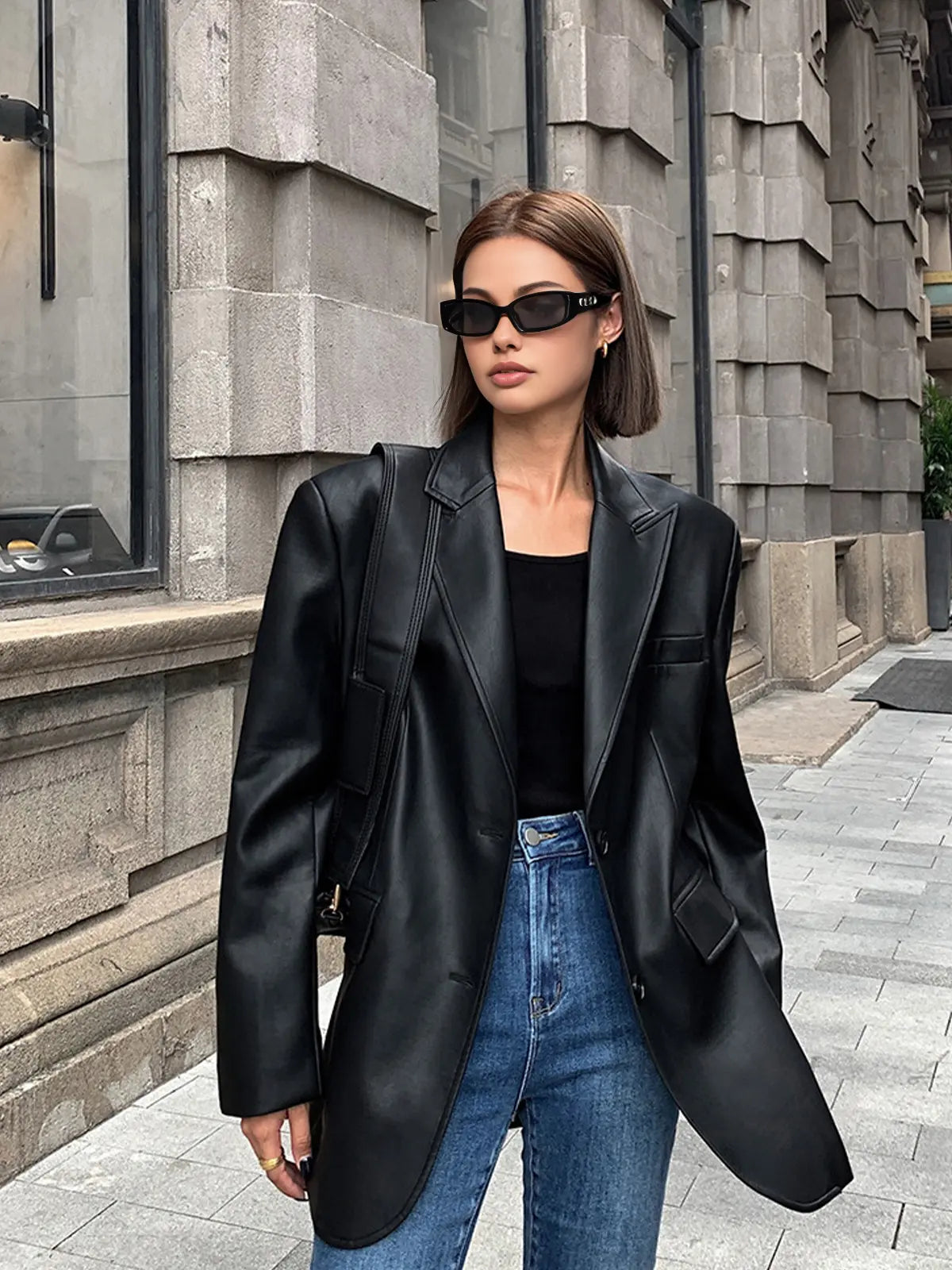 Sarah | Lederblazer mit Taschen und Detail Zendoo.de