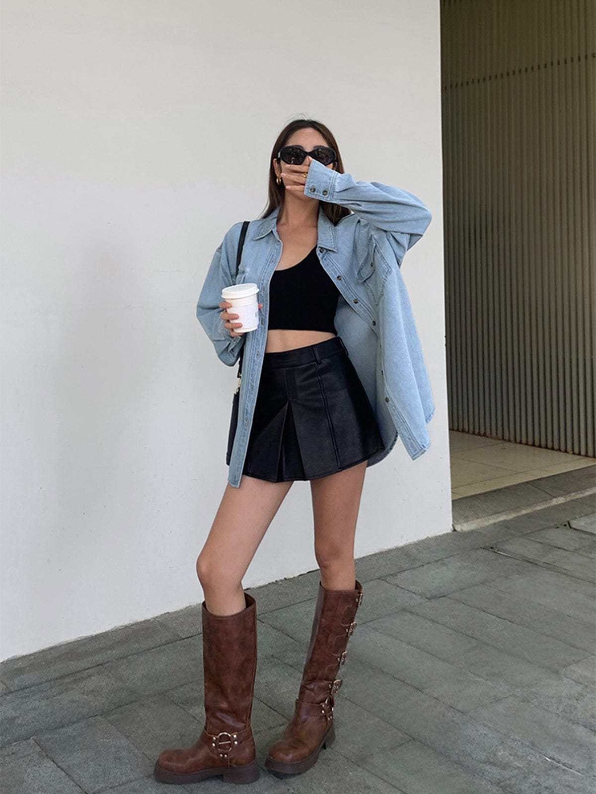Oversize Jeansbluse Damen Komfortbluse Modern Stil