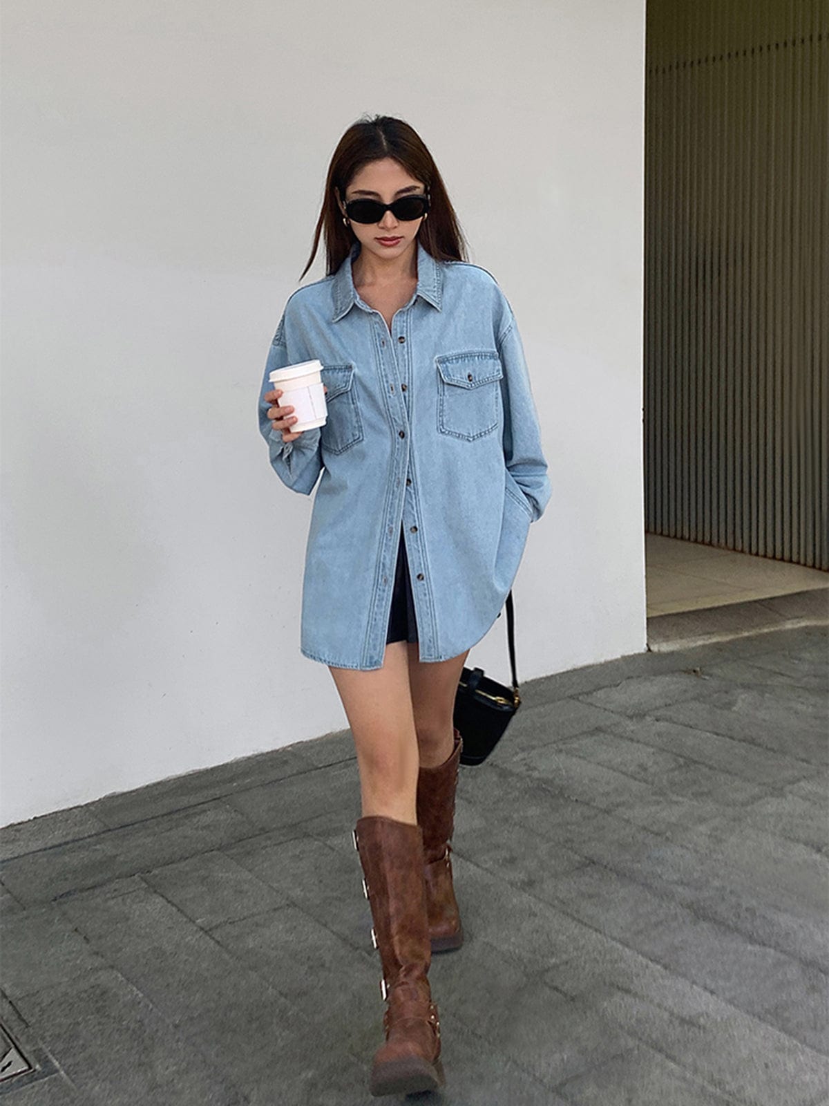 Oversize Jeansbluse Damen Komfortbluse Modern Stil - BerlinGlamour