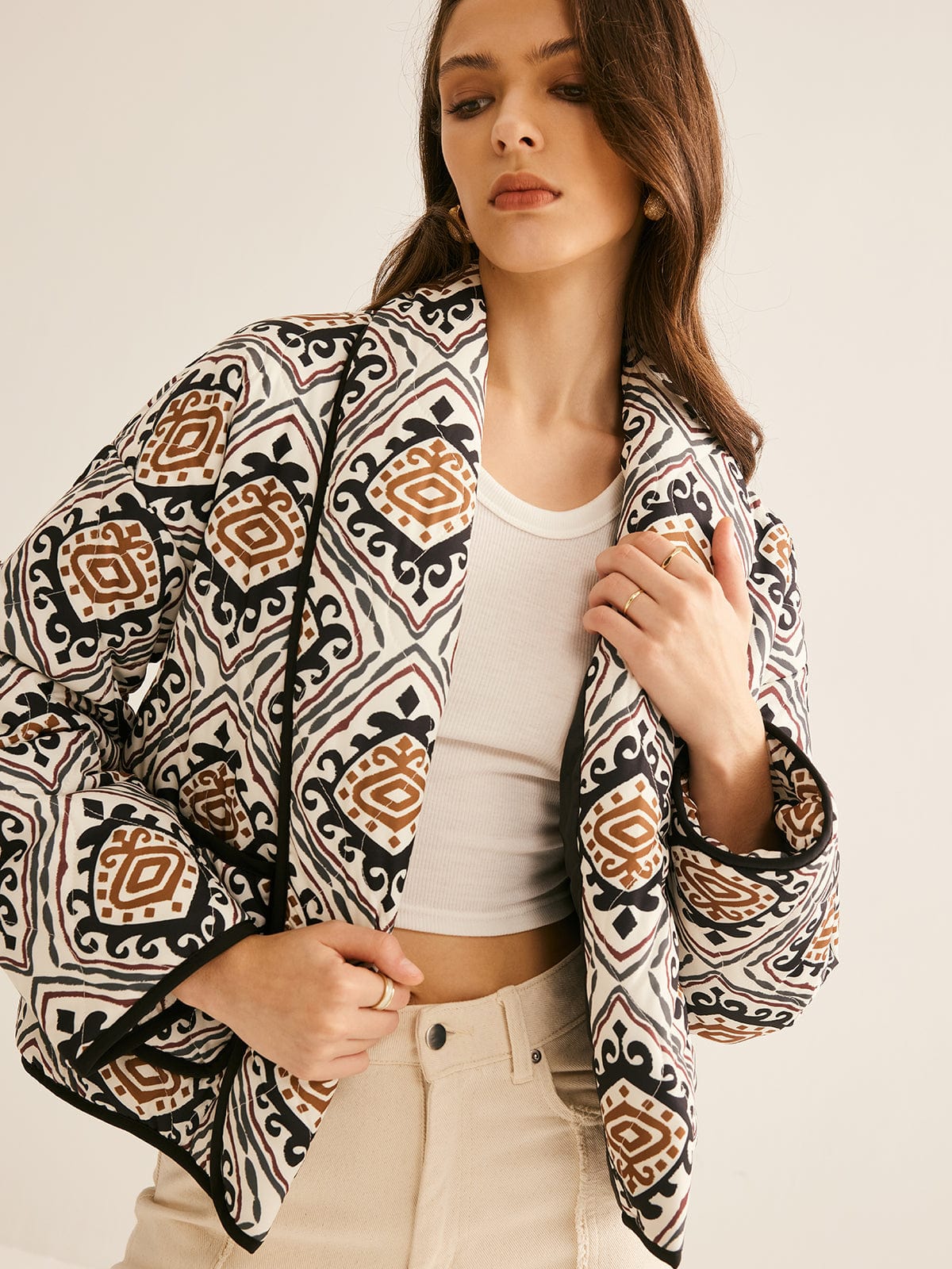 Oversized Steppjacke Ethno Muster Damen - BerlinGlamour
