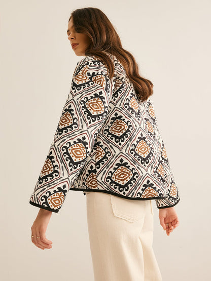 Oversized Steppjacke Ethno Muster Damen