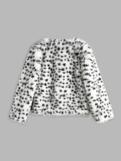 Kunstfelljacke Leopardenmuster Trendig Kuschelig Damen