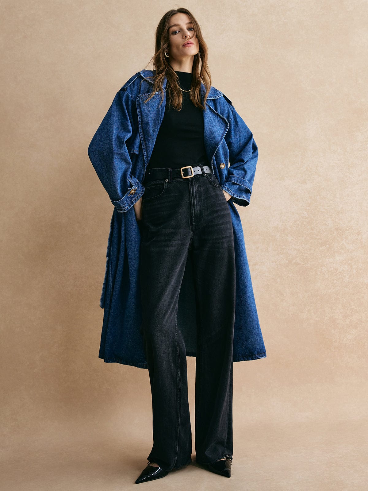 Großer Denim Trenchcoat Oversized Modern Lässig - BerlinGlamour