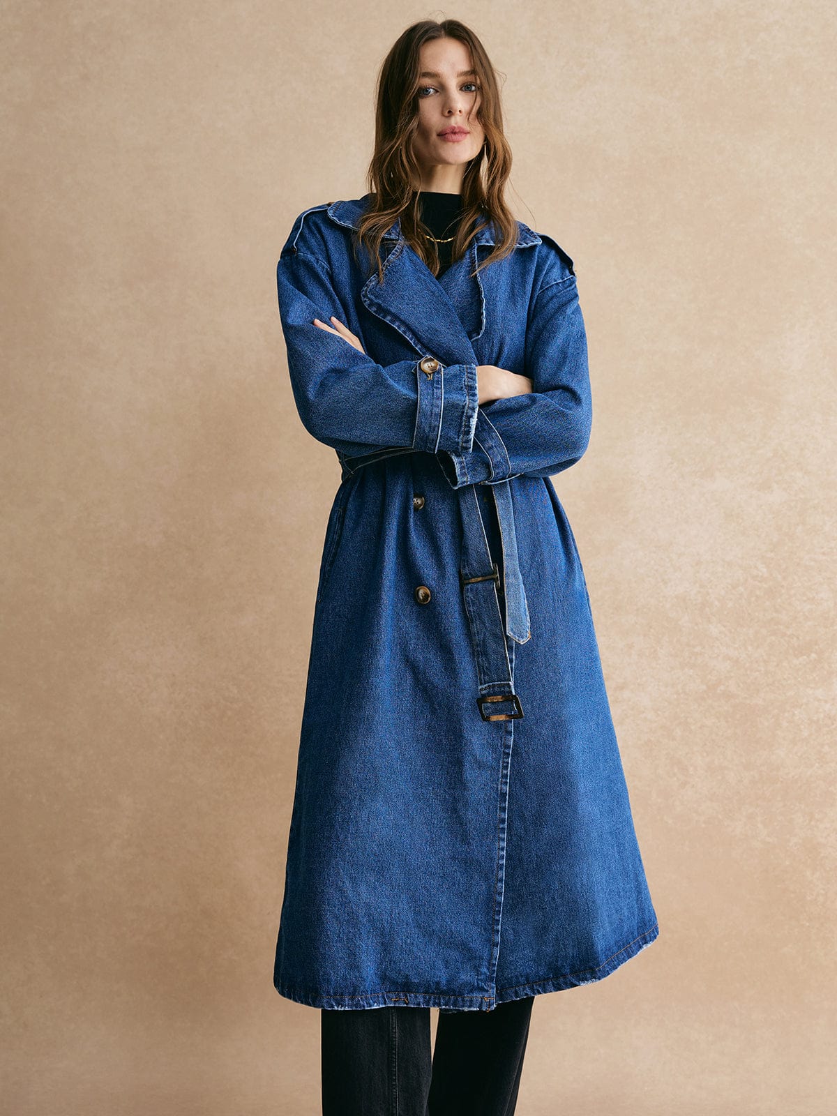 Großer Denim Trenchcoat Oversized Modern Lässig