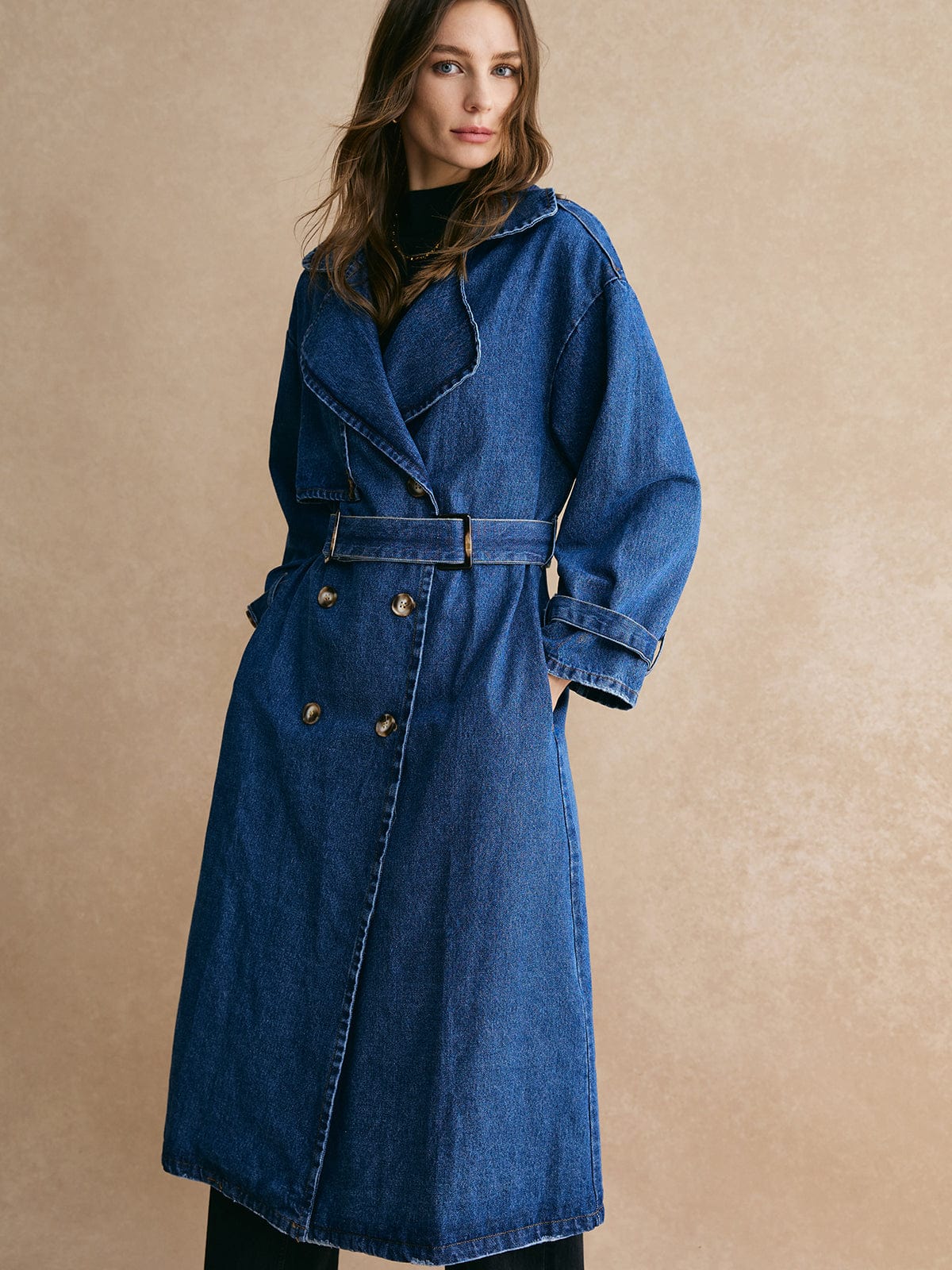 Großer Denim Trenchcoat Oversized Modern Lässig