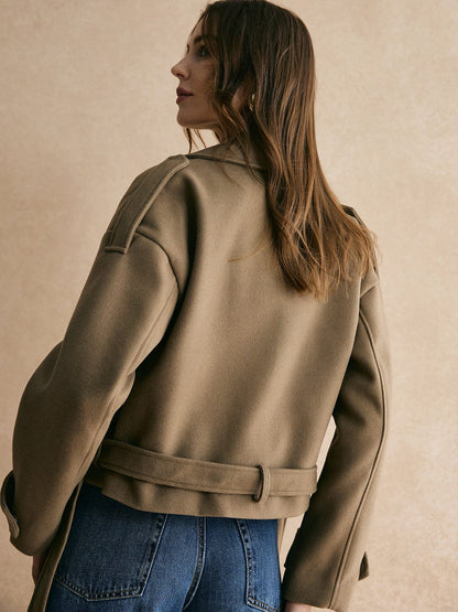 Kurzblazer Khaki Damen Modern Eleganz