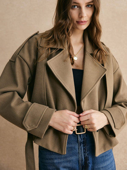 Kurzblazer Khaki Damen Modern Eleganz