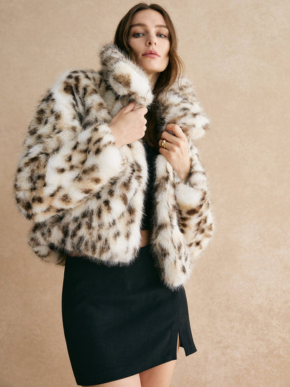 Luxuriöse Leopardenjacke Kunstfell Mantel Damen - BerlinGlamour