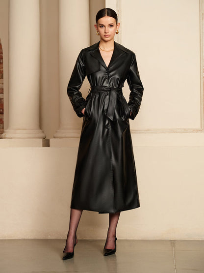 Leder-Trenchcoat Damen Elegant Luxus Qualität