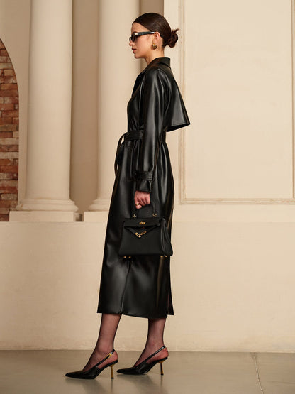 Leder-Trenchcoat Damen Elegant Luxus Qualität