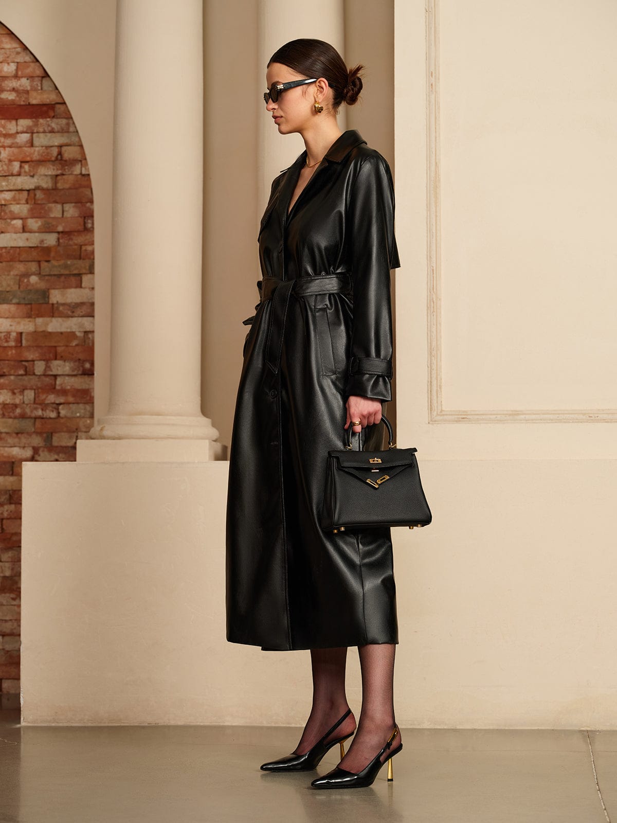 Leder-Trenchcoat Damen Elegant Luxus Qualität