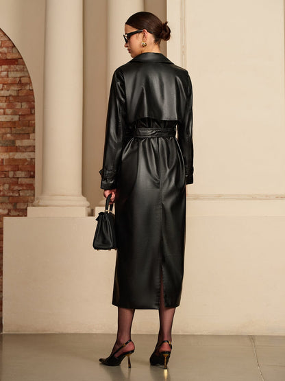 Leder-Trenchcoat Damen Elegant Luxus Qualität