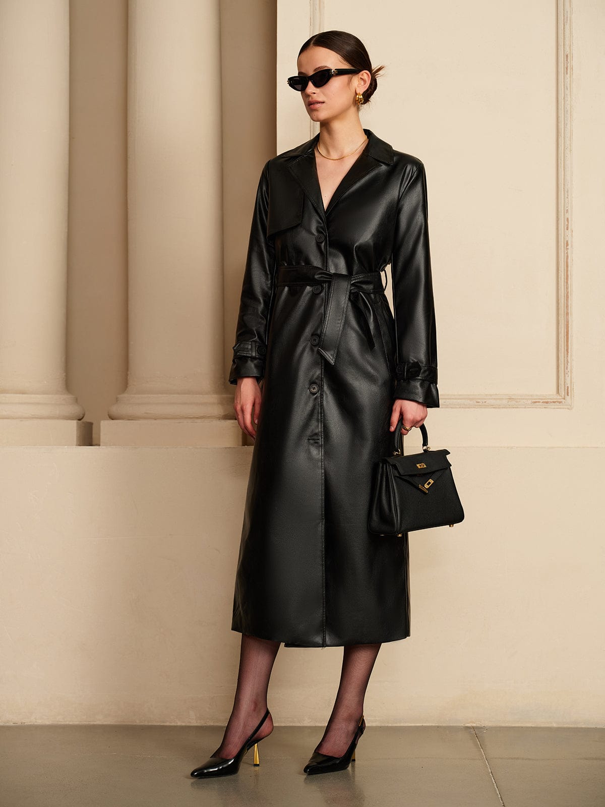 Leder-Trenchcoat Damen Elegant Luxus Qualität - BerlinGlamour
