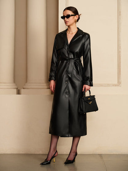 Leder-Trenchcoat Damen Elegant Luxus Qualität - BerlinGlamour